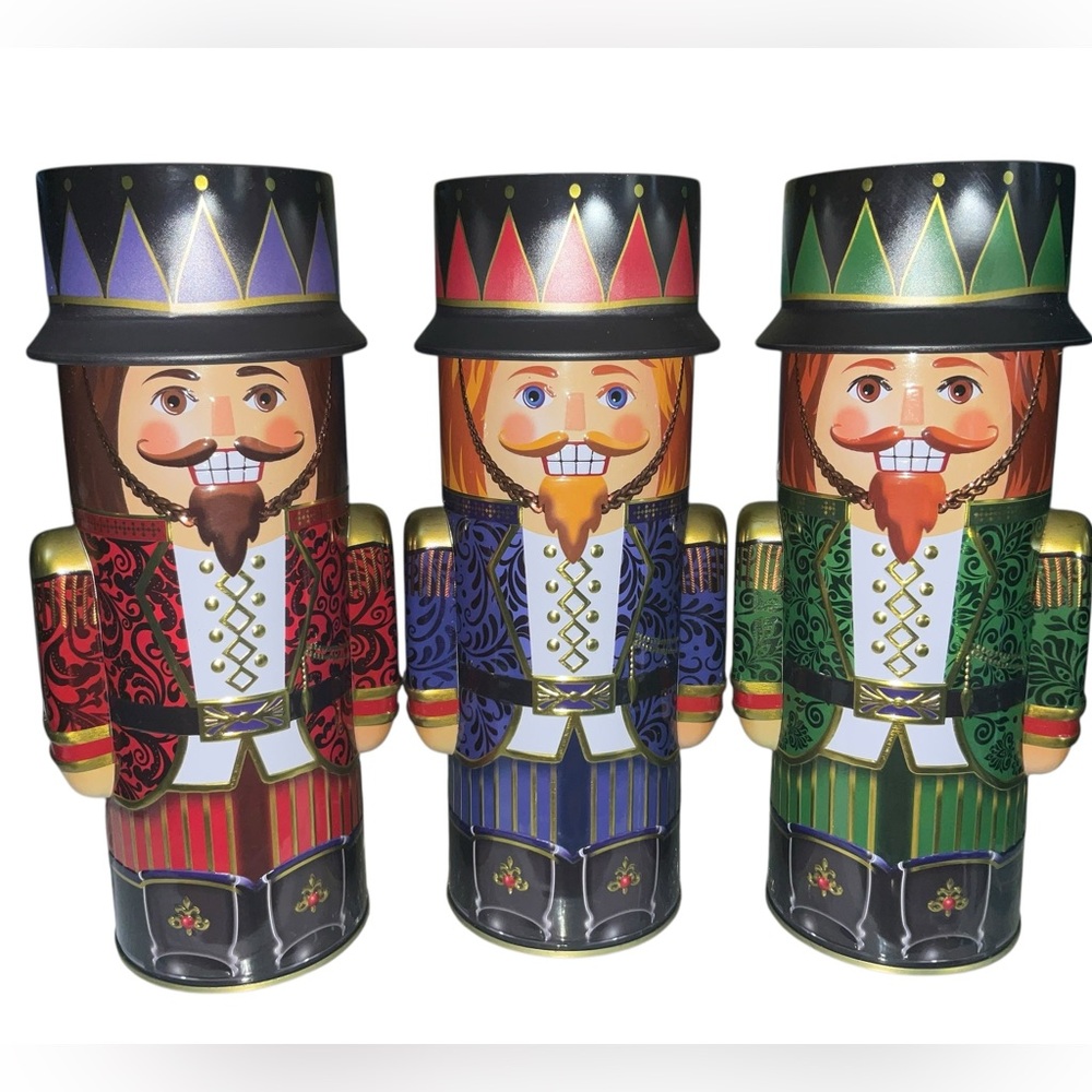 Trio of Bonnie & Pop Christmas Holiday Nutcracker tins.